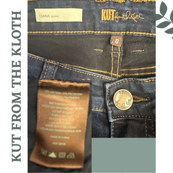 Kut from the Kloth Diana Skinny Jeans Blue Denim Mid Rise Size 0 - Picture 8 of 8